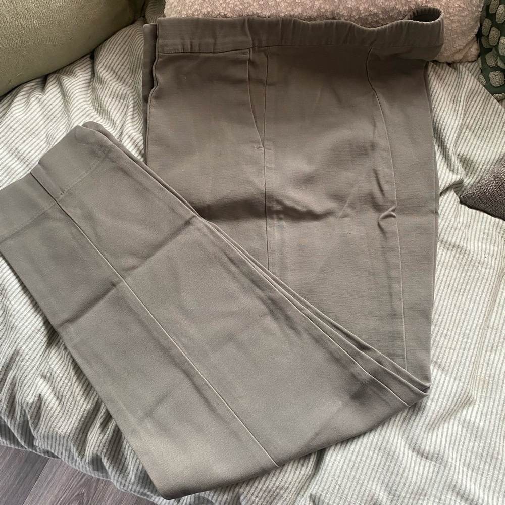 J.Jill Essential Olive Green Cotton Blend Slim Ankle Pants, Size 12